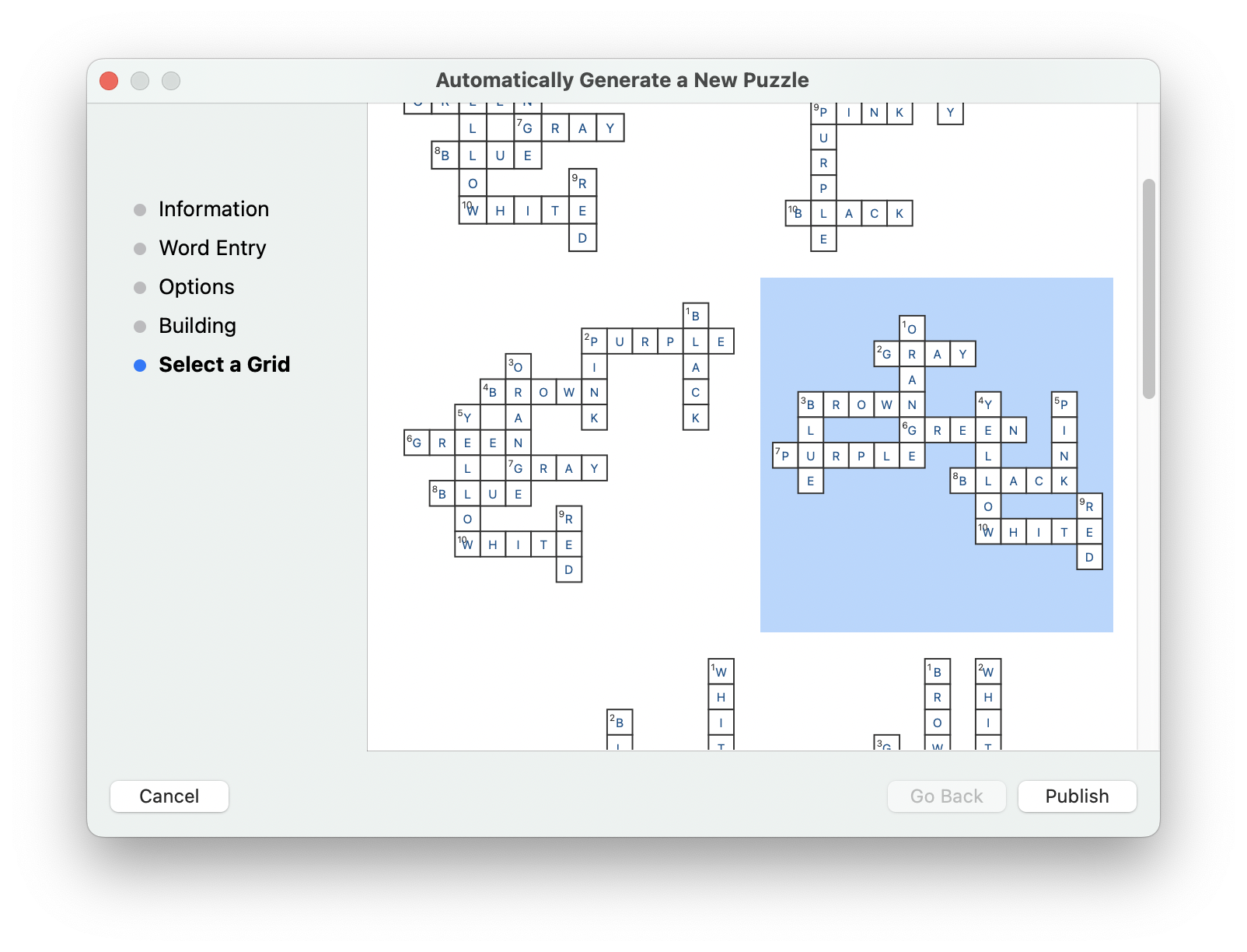 Step 5: Grid Selection